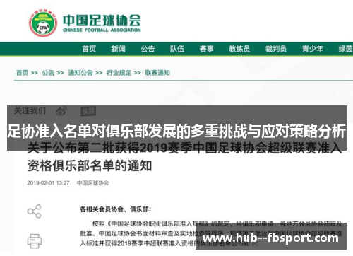足协准入名单对俱乐部发展的多重挑战与应对策略分析